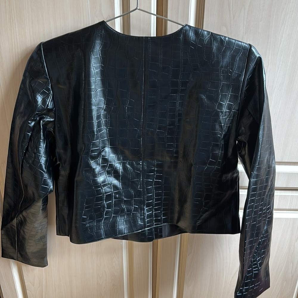 Ann Taylor Croc Faux Leather jacket petite - Picture 3 of 9